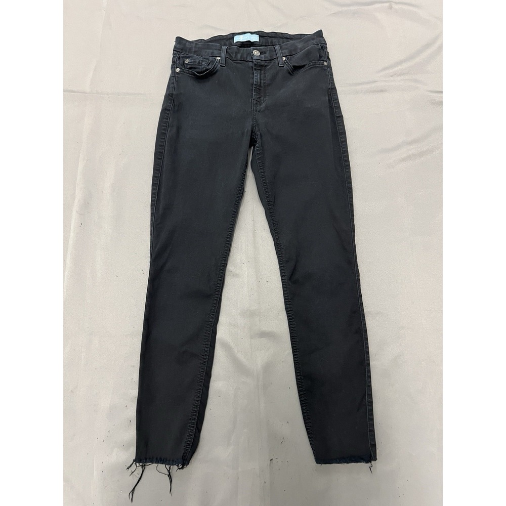 7 For All Mankind b(air) Denim Women's 29 High Waist Skinny Black Raw Hem